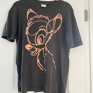 Zara Disney Bambi t shirt dark green
